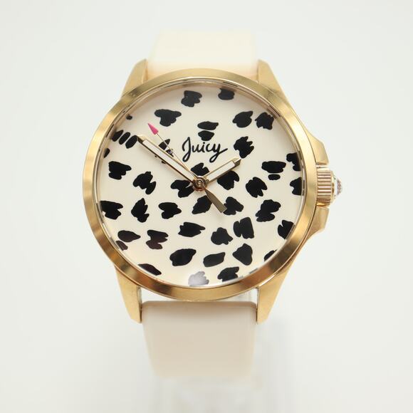 Juicy Couture Jetsetter White Gold Tone 38mm Watch Silicone Strap w New Battery - Picture 5 of 12